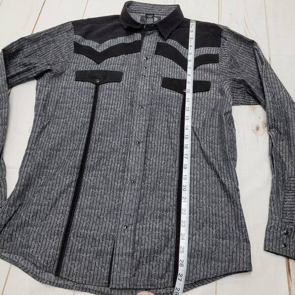 White Diamonds Boots western button down shirt pearl snap faux suede - Picture 2 of 7